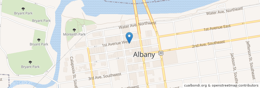Mapa de ubicacion de Brick and Mortar Cafe en アメリカ合衆国, オレゴン州, Linn County, Albany.