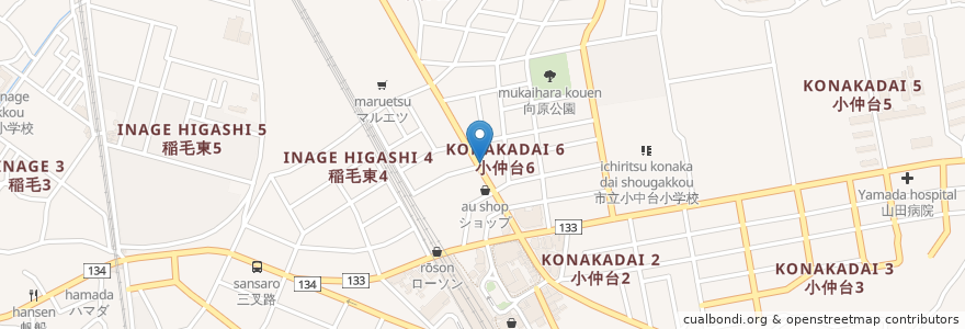 Mapa de ubicacion de 牡丹峰 en Japan, Präfektur Chiba, 千葉市, 稲毛区.