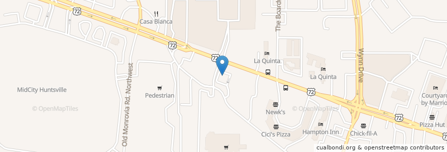 Mapa de ubicacion de Sam's Club en アメリカ合衆国, アラバマ州, Huntsville, Madison County.