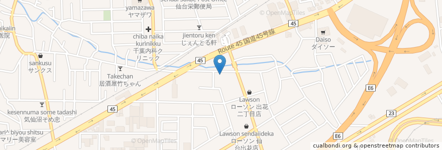 Mapa de ubicacion de ホルモン食堂 食樂 en Japan, Präfektur Miyagi, 仙台市, 宮城野区.