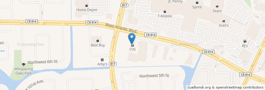 Mapa de ubicacion de CVS Pharmacy en Amerika Syarikat, Florida, Broward County, Coral Springs.