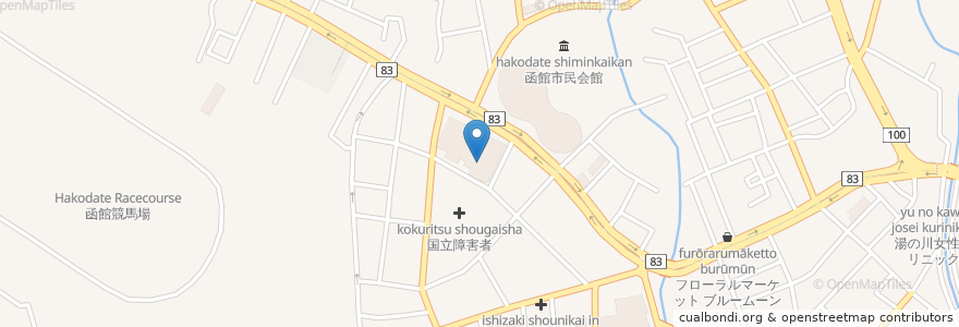 Mapa de ubicacion de マクドナルド 湯川生協店 en Япония, Хоккайдо, Округ Осима, Хакодатэ.