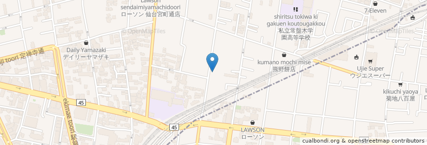 Mapa de ubicacion de 味処ラーメン梅公 en ژاپن, 宮城県, 仙台市, 青葉区.