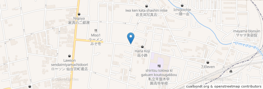 Mapa de ubicacion de 大新楼 en Jepun, 宮城県, 仙台市, 青葉区, 宮城野区.