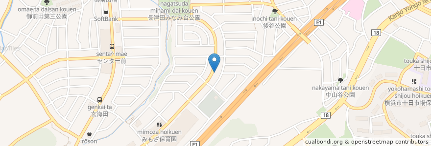 Mapa de ubicacion de うさぎ薬局 en Japonya, 神奈川県, 横浜市, 緑区.