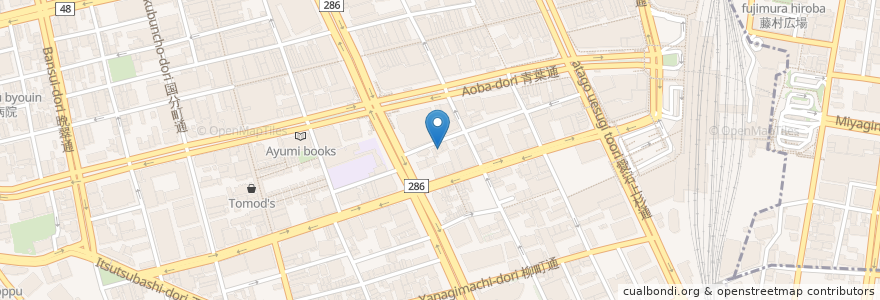 Mapa de ubicacion de 仙台中央三郵便局 en Japonya, 宮城県, 仙台市, 青葉区.