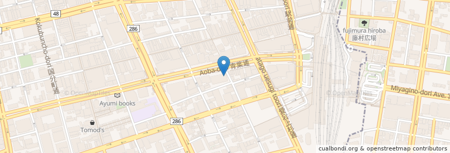 Mapa de ubicacion de 秋田銀行 仙台支店 en Japan, 宮城県, 仙台市, 青葉区.
