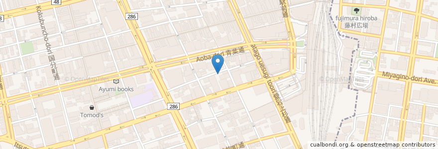 Mapa de ubicacion de トラットリア カンパニオ en اليابان, 宮城県, 仙台市, 青葉区.