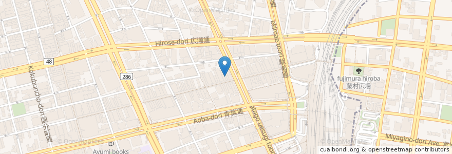 Mapa de ubicacion de 仙台銀行 中央通支店 en Japan, 宮城県, 仙台市, 青葉区.