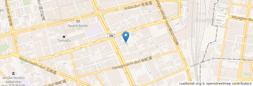 Mapa de ubicacion de 珈琲ふうぜ en Япония, Мияги, 仙台市, 青葉区.