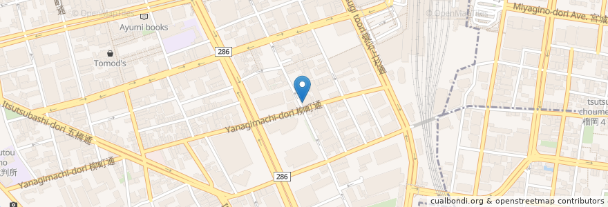 Mapa de ubicacion de トモズ 仙台中央店 en Japan, Präfektur Miyagi, 仙台市, 青葉区.