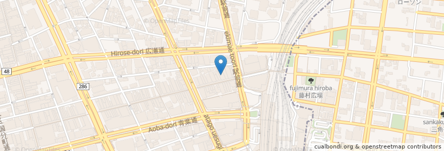 Mapa de ubicacion de 七十七銀行 名掛丁支店 en Japón, Prefectura De Miyagi, 仙台市, 青葉区.