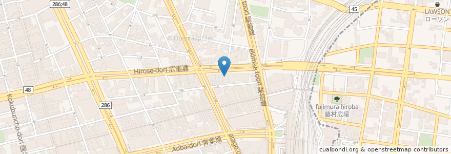 Mapa de ubicacion de 杜の都信用金庫 中央支店 en Japan, 宮城県, 仙台市, 青葉区.