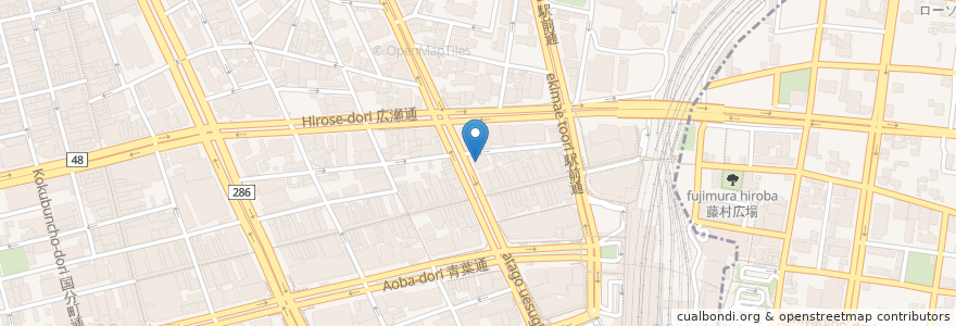 Mapa de ubicacion de 東邦銀行 仙台支店 en Japonya, 宮城県, 仙台市, 青葉区.
