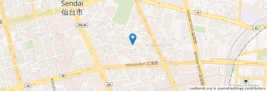 Mapa de ubicacion de 橘寿し 支店 en Japon, Préfecture De Miyagi, 仙台市, 青葉区.