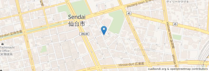 Mapa de ubicacion de 笹森医院 en Japan, Präfektur Miyagi, 仙台市, 青葉区.