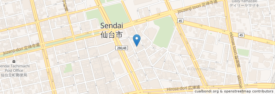 Mapa de ubicacion de レストラン・サン en Japon, Préfecture De Miyagi, 仙台市, 青葉区.