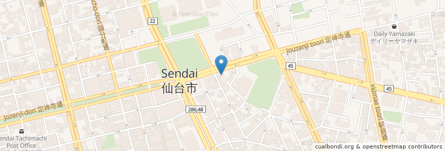 Mapa de ubicacion de きらやか銀行 仙台支店 en Japon, Préfecture De Miyagi, 仙台市, 青葉区.