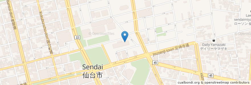 Mapa de ubicacion de 仙台合同庁舎内郵便局 en اليابان, 宮城県, 仙台市, 青葉区.