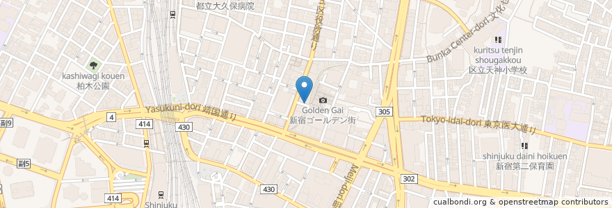 Mapa de ubicacion de 炭火焼肉トラジ 新宿店 en Япония, Токио, Синдзюку.
