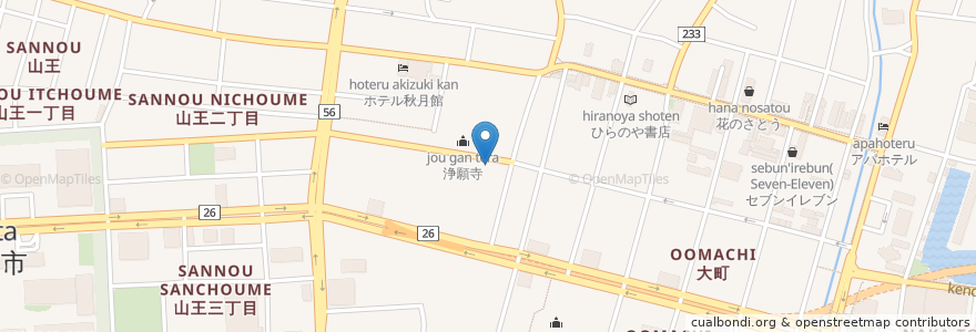 Mapa de ubicacion de 順應寺 en Japão, 秋田県, 秋田市.