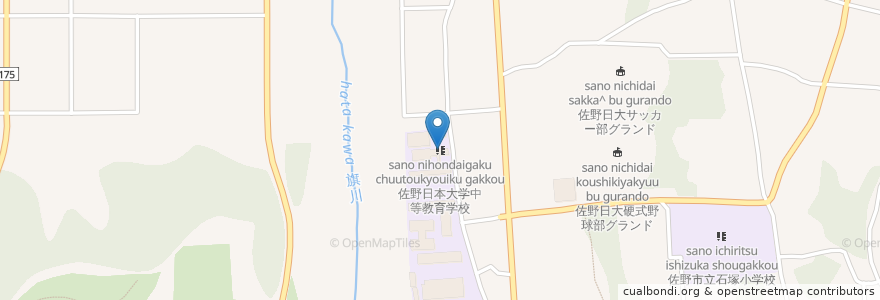 Mapa de ubicacion de 佐野日本大学中等教育学校 en 日本, 栃木県, 佐野市.