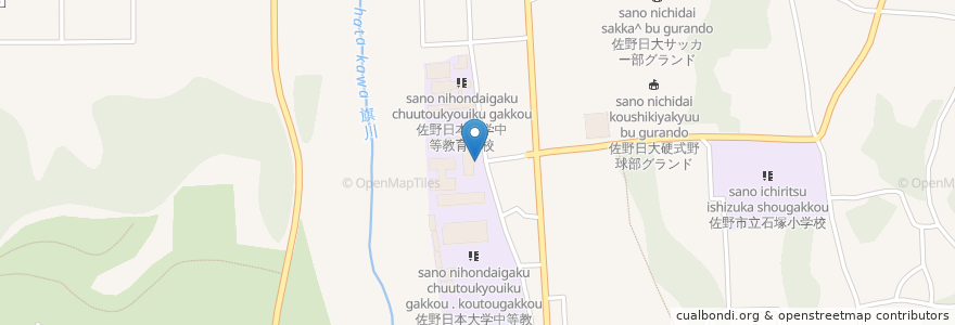 Mapa de ubicacion de 佐野日本大学高等学校 en 日本, 栃木県, 佐野市.