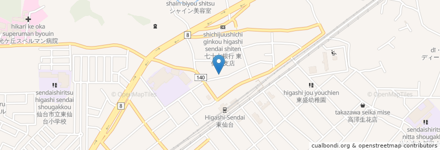 Mapa de ubicacion de カフェ メザンジュ en Giappone, 宮城県, 仙台市, 宮城野区.