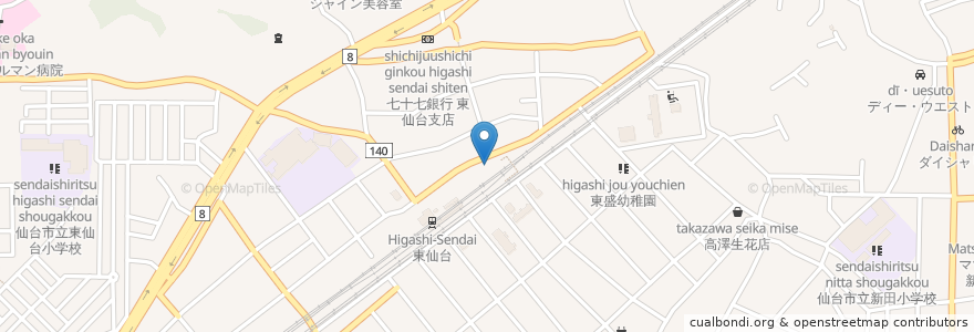 Mapa de ubicacion de ラーメンのごっつあん！！ en ژاپن, 宮城県, 仙台市, 宮城野区.