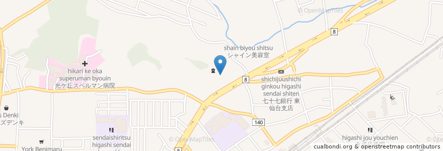 Mapa de ubicacion de 山ノ神社 en Japão, 宮城県, 仙台市, 宮城野区.