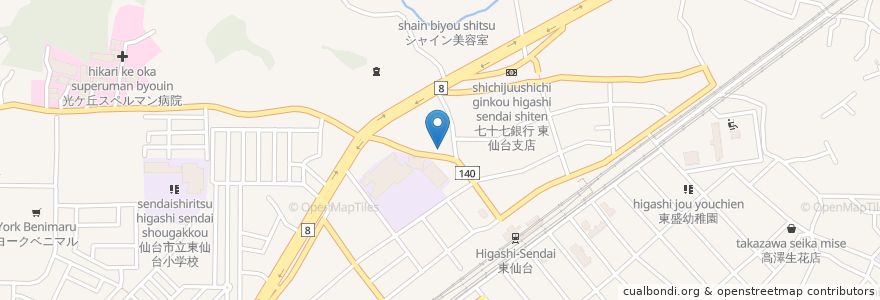 Mapa de ubicacion de 仙台東警察署 東仙台交番 en اليابان, 宮城県, 仙台市, 宮城野区.