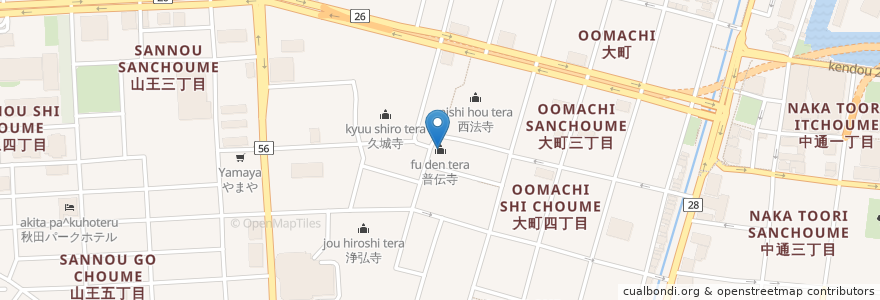 Mapa de ubicacion de 普伝寺 en 日本, 秋田県, 秋田市.
