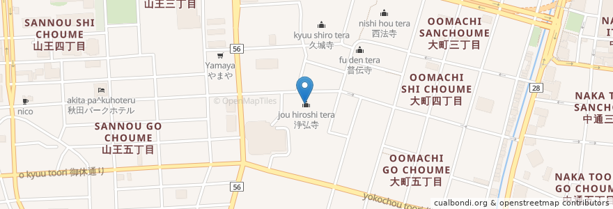 Mapa de ubicacion de 浄弘寺 en 일본, 아키타현, 秋田市.