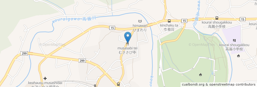 Mapa de ubicacion de むささび亭 en Jepun, 埼玉県, 日高市.