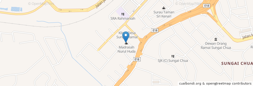 Mapa de ubicacion de Madrasah Nurul Huda en Malaysia, Selangor, Kajang Municipal Council.