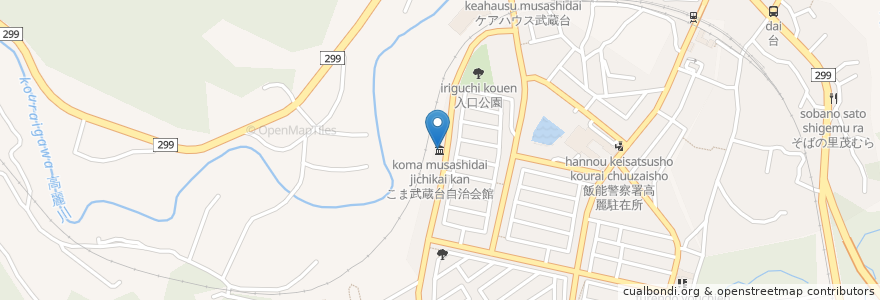 Mapa de ubicacion de こま武蔵台自治会館 en Japon, Préfecture De Saitama, Hidaka.