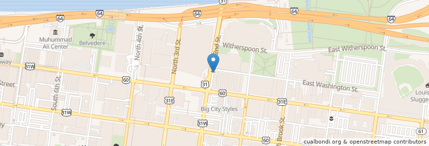 Mapa de ubicacion de Sidebar at Whiskey Row en United States, Kentucky, Jefferson County, Louisville.