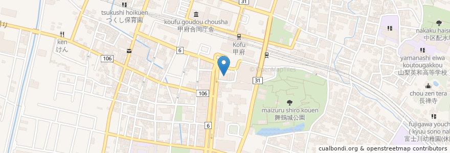 Mapa de ubicacion de 風林火山 はなの舞 en 日本, 山梨県, 甲府市.