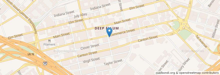 Mapa de ubicacion de Deep Vellum Books & Publishing Company en United States, Texas, Dallas, Dallas County.