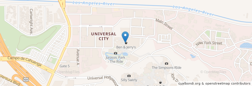 Mapa de ubicacion de Ben & Jerry's en 미국, 캘리포니아주, Los Angeles County, 로스앤젤레스.