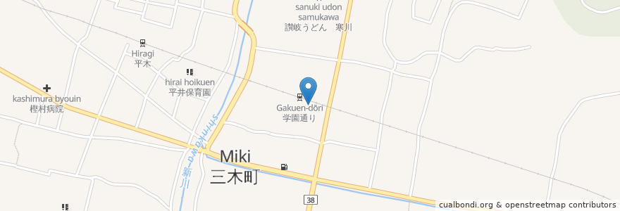 Mapa de ubicacion de Izakaya Gatten en Japan, Kagawa Prefecture, Kita County, Miki.