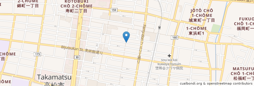 Mapa de ubicacion de ざるうどんの宗家 川福本店 en Japan, Präfektur Kagawa, 高松市.