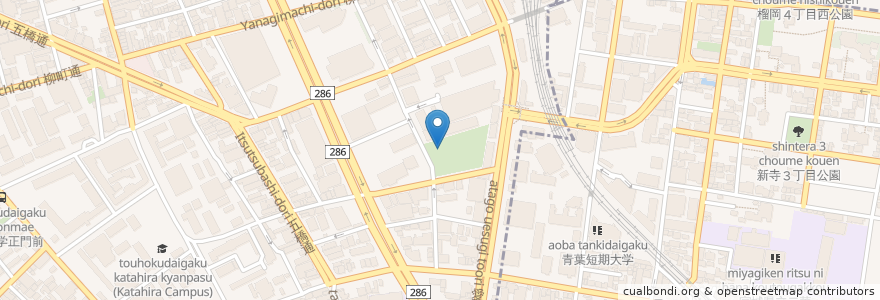 Mapa de ubicacion de 五橋公園 en Giappone, 宮城県, 仙台市, 青葉区.