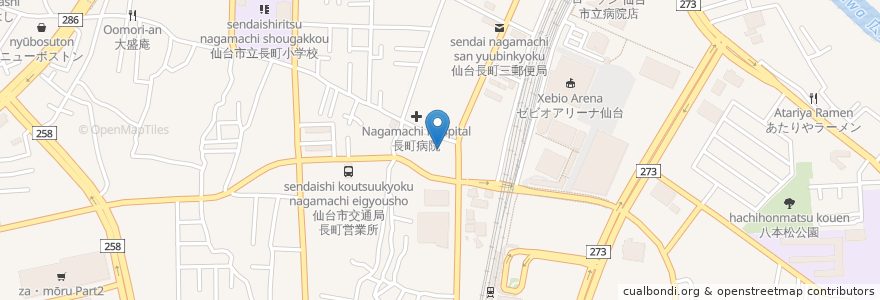 Mapa de ubicacion de バー 青の洞窟 en Japonya, 宮城県, 仙台市, 太白区.