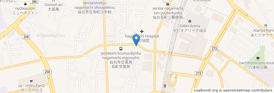 Mapa de ubicacion de いただきコッコちゃん 長町店 en 日本, 宮城県, 仙台市, 太白区.