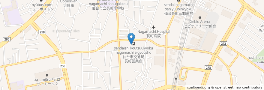 Mapa de ubicacion de 仙台市交通局長町営業所 en 일본, 미야기현, 仙台市, 太白区.