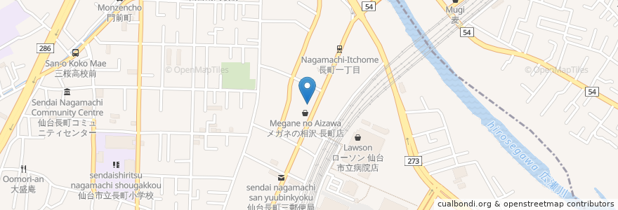 Mapa de ubicacion de 旬菜館ながまち en اليابان, 宮城県, 仙台市, 太白区.