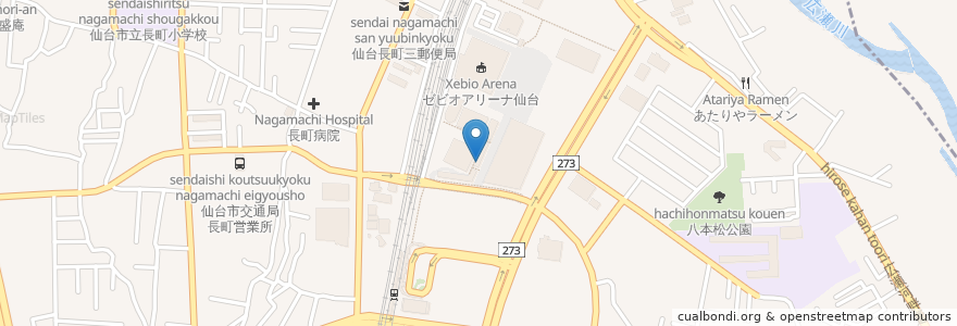 Mapa de ubicacion de セルリアンテラス en 日本, 宮城県, 仙台市, 太白区.