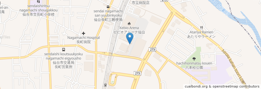Mapa de ubicacion de ディーズ・ハピネス あすと長町店 en Japonya, 宮城県, 仙台市, 太白区.