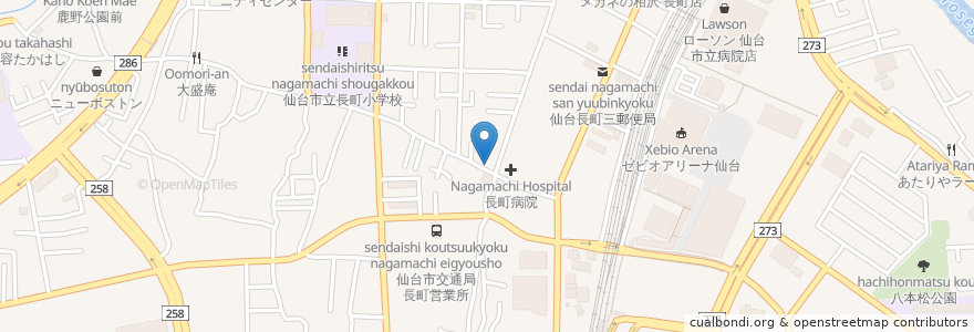 Mapa de ubicacion de ペロリカレー en 日本, 宫城县, 仙台市, 太白区.